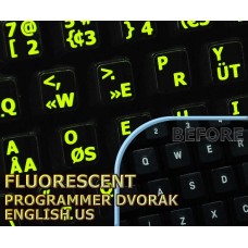 Glowing fluorescent Programmer Dvorak English keyboard stickers Glowing fluorescent Programmer Dvorak English keyboard stickers