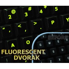 Glowing fluorescent Dvorak keyboard stickers Glowing fluorescent Dvorak keyboard stickers