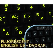 Glowing fluorescent Dvorak - English US keyboard stickers Glowing fluorescent Dvorak - English US keyboard stickers