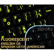 Glowing fluorescent Spanish (LA) English US keyboard stickers