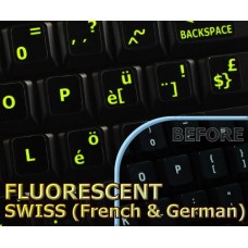Glowing fluorescent Swiss keyboard stickers